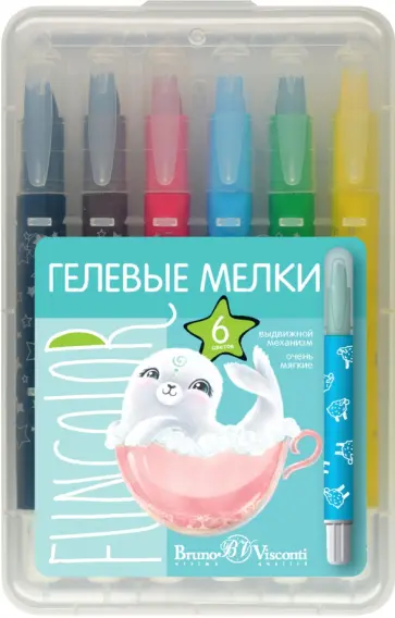 Мелки гелевые FunColor, 6 цветов, в ассортименте обложка книги