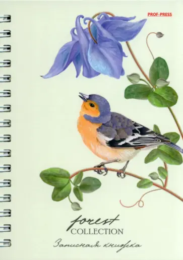 Записная книжка Синичка на ветке, А6, 80 листов, клетка обложка книги