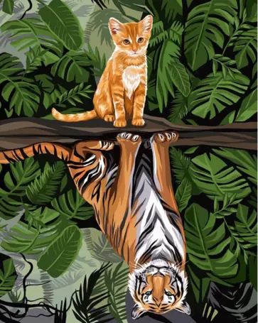 Алмазная мозаика на подрамнике с полным заполнением Отражение тигра обложка книги