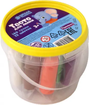 Тесто для лепки, 12 цветов по 15 г, в ведёрке обложка книги