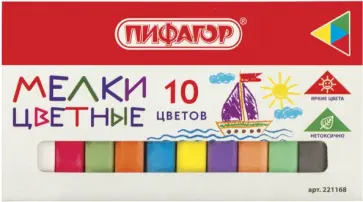 Мел цветной, 10 штук, квадратный Мел цветной, 10 штук, квадратный обложка книги