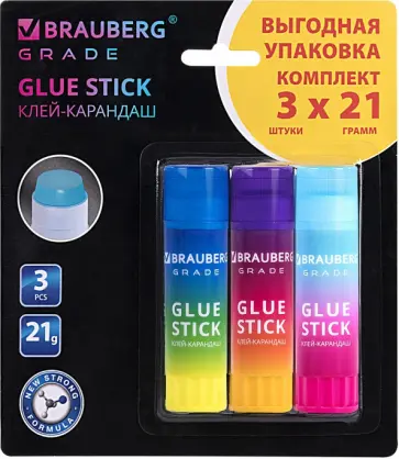 Клей-карандаш Grade, 3 штуки, 21 г обложка книги