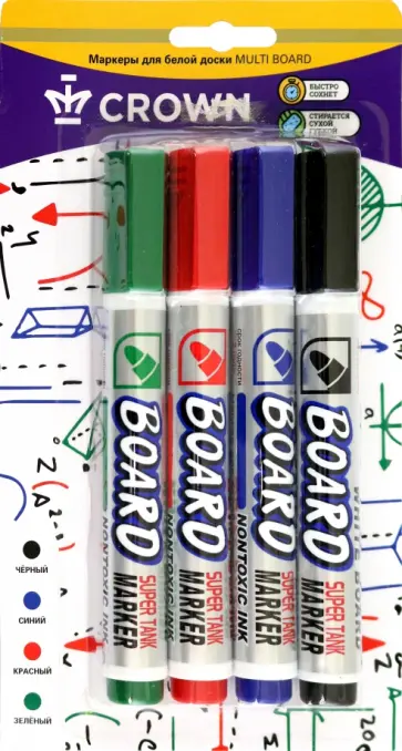 Набор маркеров для белых досок Multi Board, 4 цвета Набор маркеров для белых досок Multi Board, 4 цвета обложка книги