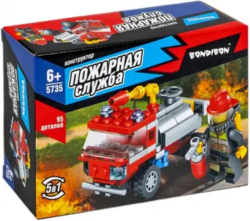 Конструктор Пожарная служба. Пожарная машина, 5 в 1, 95 деталей обложка книги