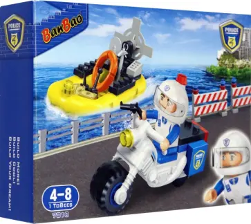 Конструктор Полицейский мотоцикл, 61 деталь обложка книги