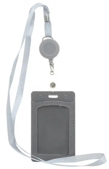 Бейдж, со шнурком и рулеткой, серый обложка книги