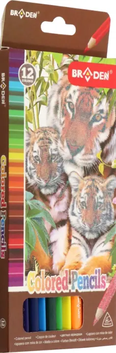 Карандаши цветные Животный мир, 12 цветов, в ассортименте обложка книги