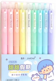 Набор гелевых автоматических ручек, 9 пастельных цветов, в ассортименте обложка книги