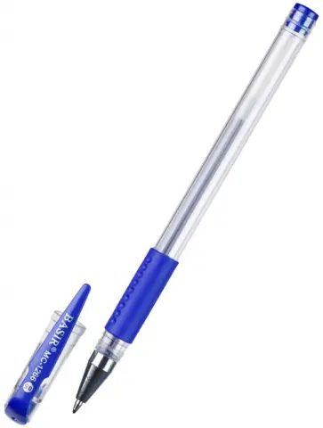 Ручка гелевая, синяя обложка книги