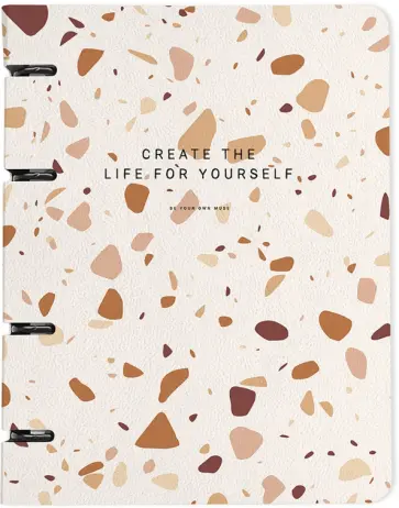 Тетрадь с кольцевым механизмом Terrazzo, коричневый, 120 листов, клетка обложка книги