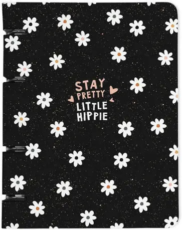 Тетрадь с кольцевым механизмом, Hippie, ромашки, 120 листов, клетка обложка книги