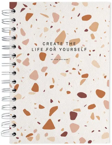 Тетрадь на спирали Terrazzo коричневая, 120 листов, клетка обложка книги