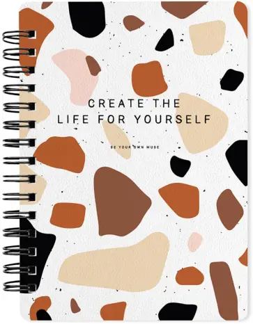 Блокнот на спирали Terrazzo бежевый, А6, 80 листов, клетка обложка книги