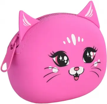 Кошелёк для банкнот и монет Розовый кот, силиконовый обложка книги