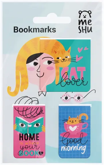 Закладки магнитные для книг Cat lover, 3 штуки обложка книги