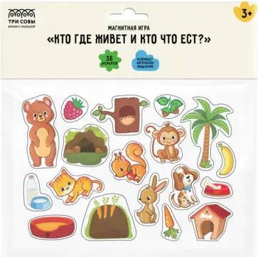 Игра развивающая на магнитах Кто где живет? 36 элементов обложка книги