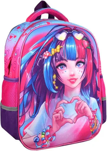 Ранец школьный Девушка с сердцем обложка книги