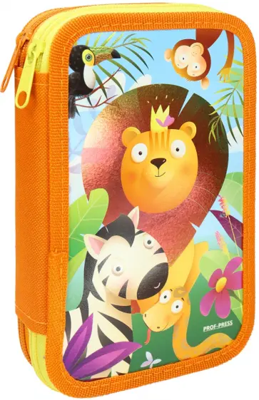 Пенал Звери из саванны, 2 отделения обложка книги