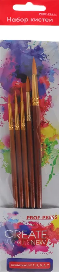 Набор кистей, синтетика, №2, 3, 5, 6, 7, 5 штук обложка книги