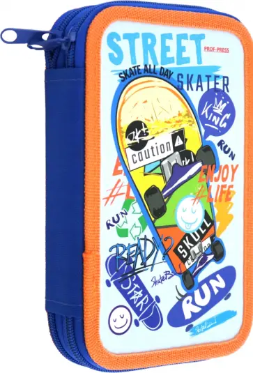 Пенал Скейт и надписи, 2 отделения обложка книги