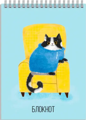 Блокнот Кот, 40 листов, А7, клетка обложка книги