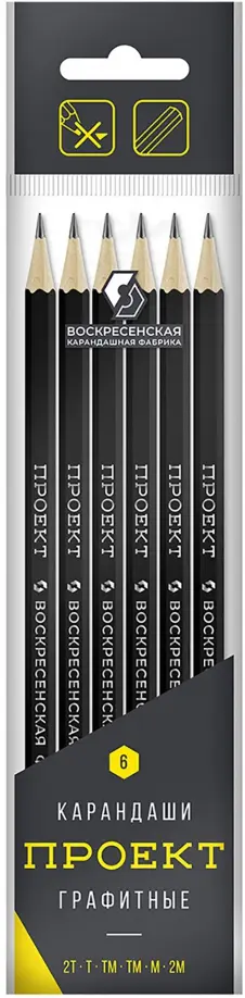 Набор карандашей чернографитных, 6 штук, в ассортименте обложка книги
