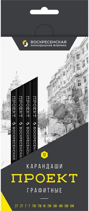 Набор карандашей чернографитных, заточенных, 12 штук, в ассортименте обложка книги
