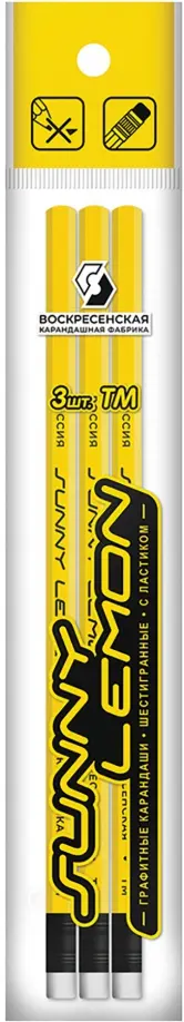 Набор карандашей чернографитных, незаточенных, с ластиком, HB, 3 штуки обложка книги