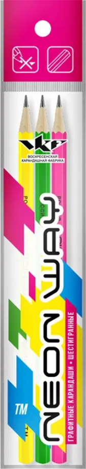 Набор карандашей чернографитных, HB, 3 штуки, в ассортименте обложка книги