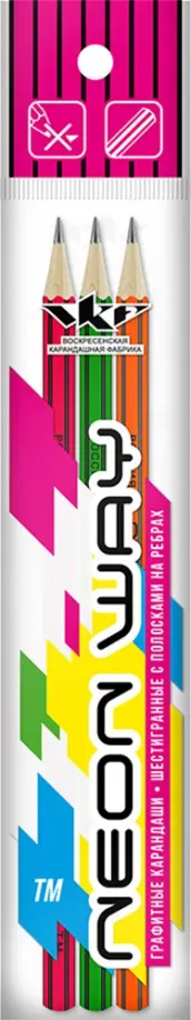 Набор карандашей чернографитных, HB, 3 штуки, в ассортименте обложка книги