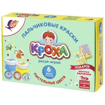Краски пальчиковые с раскраской, 6 пастельных цветов обложка книги