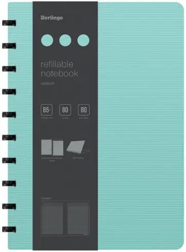 Бизнес-тетрадь Instinct. Мятная, В5+, 80 листов, клетка обложка книги