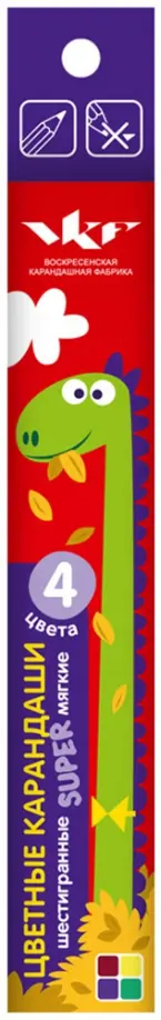 Карандаши цветные Диплодок, 4 цвета обложка книги