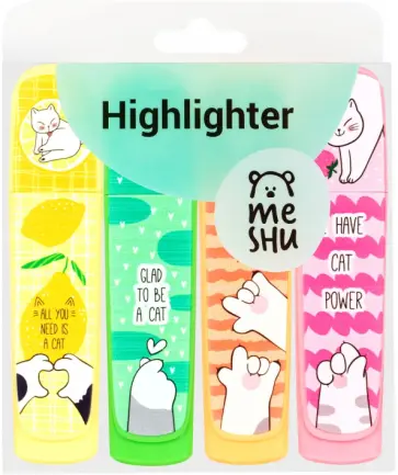 Набор текстовыделителей Cat s paw, неон, 4 цвета обложка книги