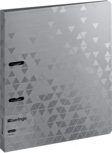 Папка на 2-х кольцах Metallic, А4, серебряный металик обложка книги