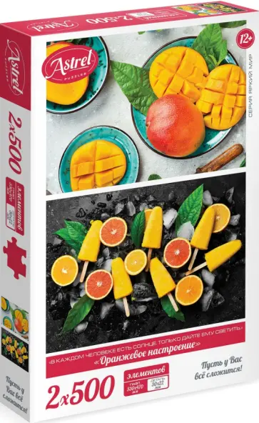Набор пазлов 2 в 1 Оранжевое настроение, по 500 элементов обложка книги