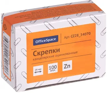 Скрепки оцинкованные, 28 мм, 100 штук Скрепки оцинкованные, 28 мм, 100 штук обложка книги