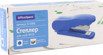 Степлер №10, 12 листов, синий Степлер №10, 12 листов, синий обложка книги