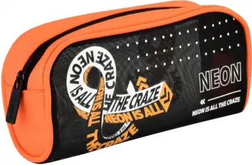 Пенал школьный Неон, оранжевый обложка книги