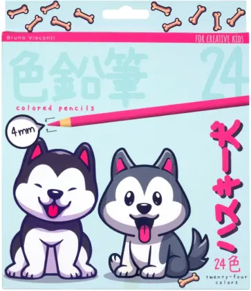 Карандаши цветные пластиковые Kawaii Animals, 24 цвета, в ассортименте обложка книги