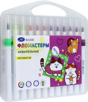 Фломастеры-кисти Кошки, 24 цвета обложка книги
