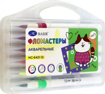 Фломастеры-кисти Кошки, 12 цветов обложка книги