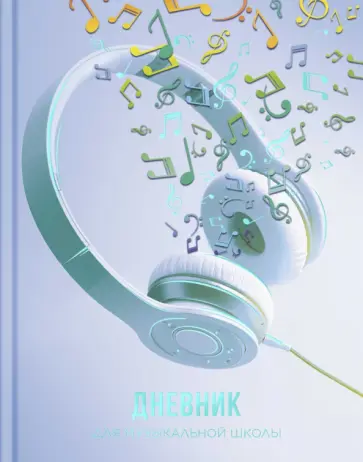 Дневник для музыкальной школы Стильные наушники, А5, 48 листов обложка книги