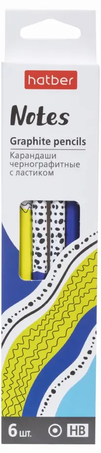 Набор карандашей, чернографитных, заточенных Notes, с ластиком, HB, 6 штук обложка книги