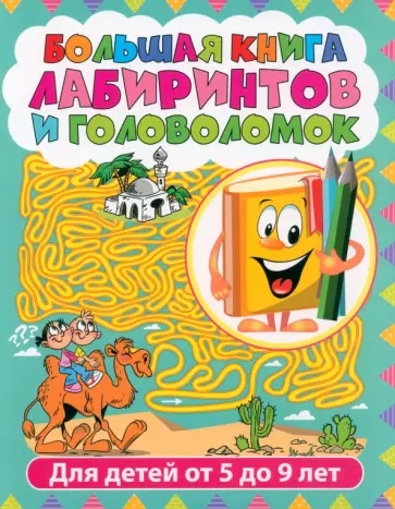 Большая книга лабиринтов и головоломок для детей от 5 до 9 лет обложка книги