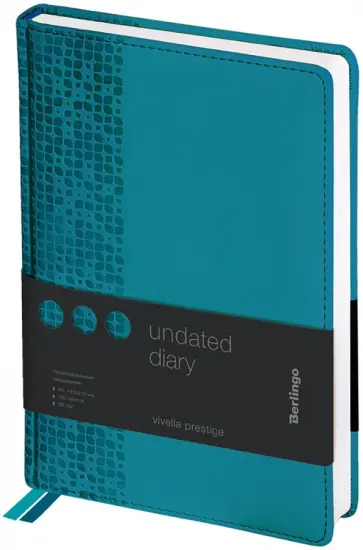 Ежедневник недатированный Vivella, А5, 160 листов, аквамарин обложка книги