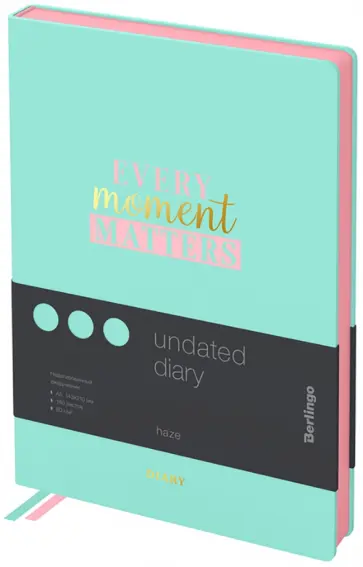 Ежедневник недатированный Haze, А5, 160 листов, мятный обложка книги