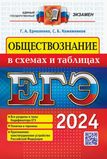 Ермоленко, Кожевников - ЕГЭ 2024. Обществознание в схемах и таблицах. Все разделы и темы Кодификатора ЕГЭ. Понятия и термины Ермоленко, Кожевников - ЕГЭ 2024. Обществознание в схемах и таблицах. Все разделы и темы Кодификатора ЕГЭ. Понятия и термины обложка книги