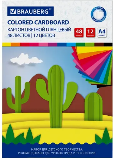 Картон Кактус, 12 цветов, 48 листов обложка книги