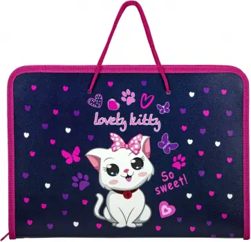 Папка для труда на молнии с ручками Positive kitty, А4 обложка книги